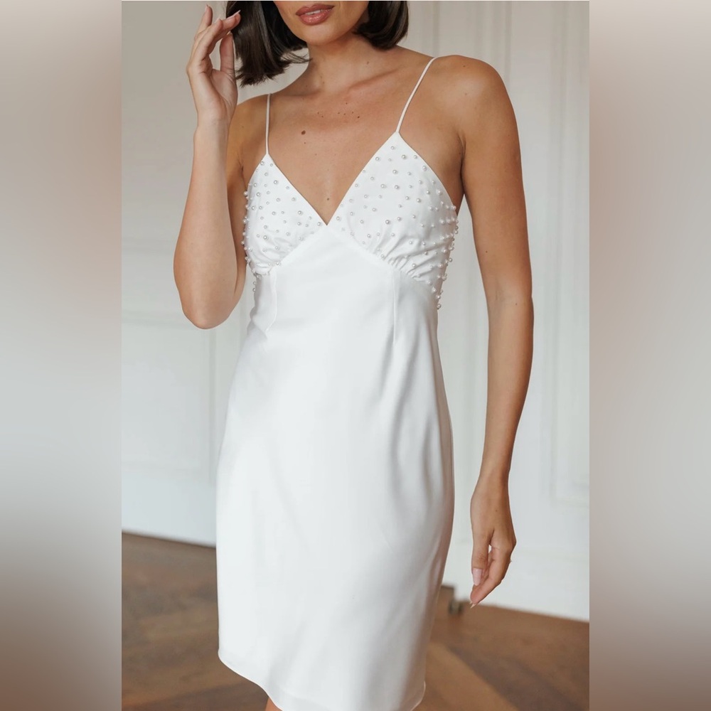 Le Rose Stories Celine Pearl Beaded Bridal Slip - Size S